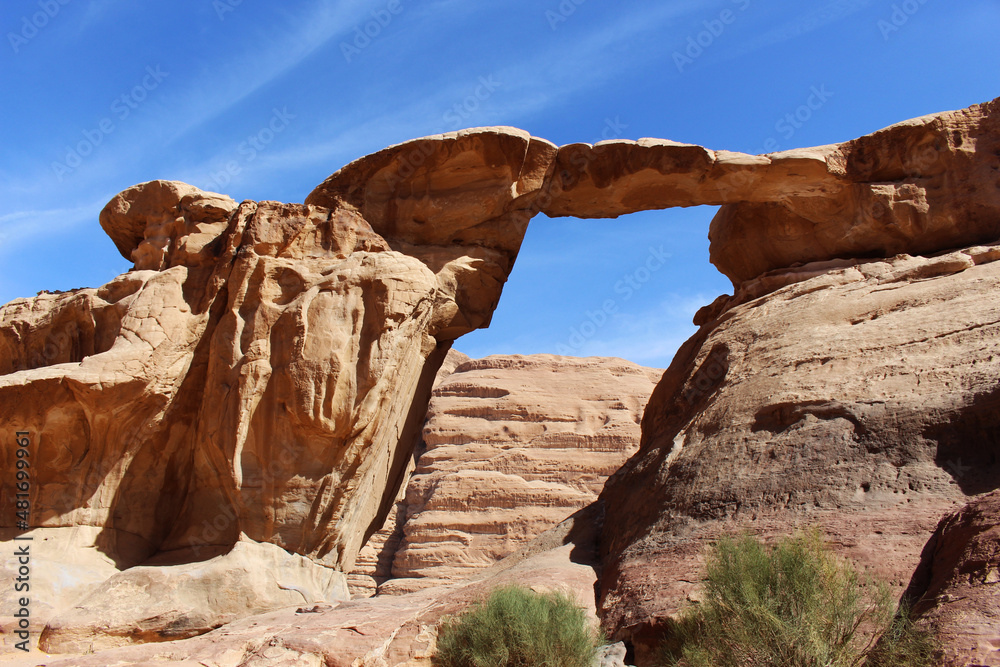 Jordan, Wadi Rum desert rock formations and mountains
