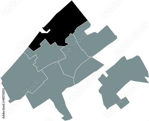 Quadro em tela Black flat blank highlighted location map of the SCHEVENINGEN DISTRICT inside gr