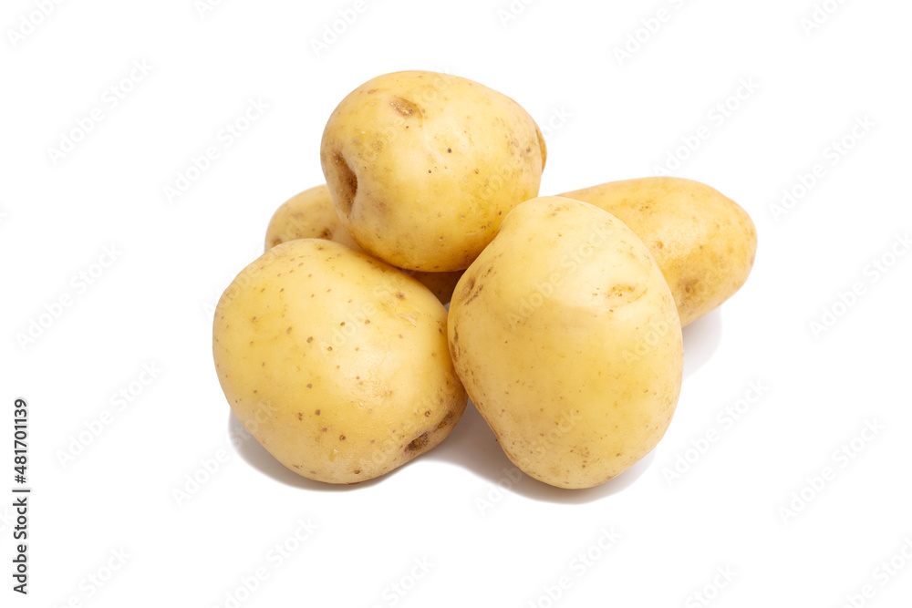 Group of potatoes isolated on white background close up. Raw potato Group of potatoes isolated on white background close up. Raw potato