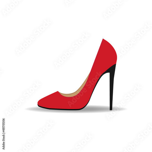 Obraz na płótnie Red high-heeled shoes, vector illustration w salonie