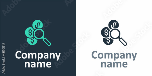 Logotype Search for money icon isolated on white background. Logo design template element. Vector