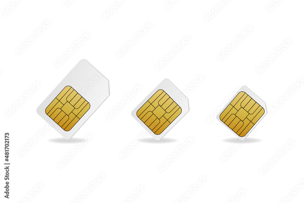 Sim card vector mobile phone icon chip. Simcard isolated