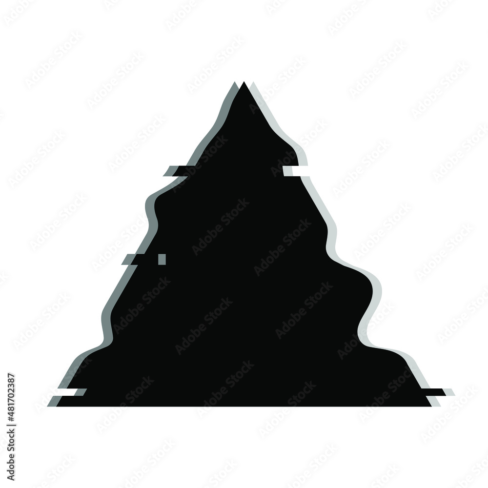 Stockvector Black glitch distorted triangle. Defect shape. Trendy ...