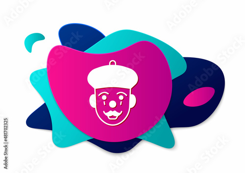 Color French mime icon isolated on white background. Abstract banner with liquid shapes. Vector