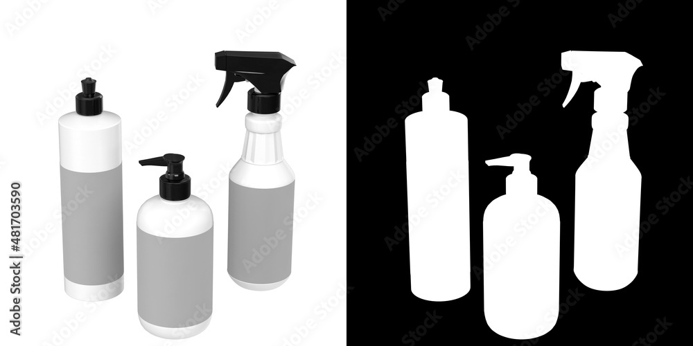 3D rendering illustration of some kitchen basics bottles 3D rendering illustration of some kitchen basics bottles
