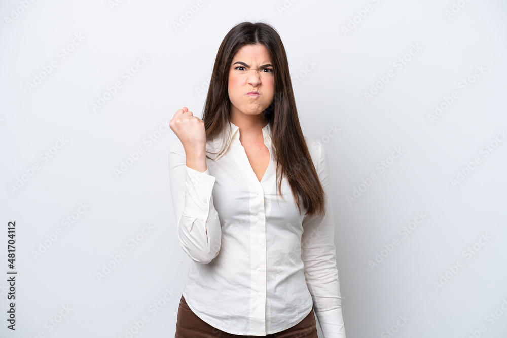 Young Brazilian woman isolated on white background with unhappy expression Young Brazilian woman isolated on white background with unhappy expression