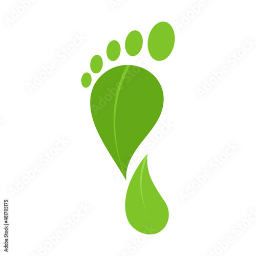 Green footprint icon, label