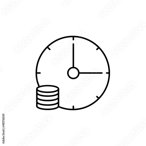 Business and finance outline vector icon. Oclock, coin vector icon