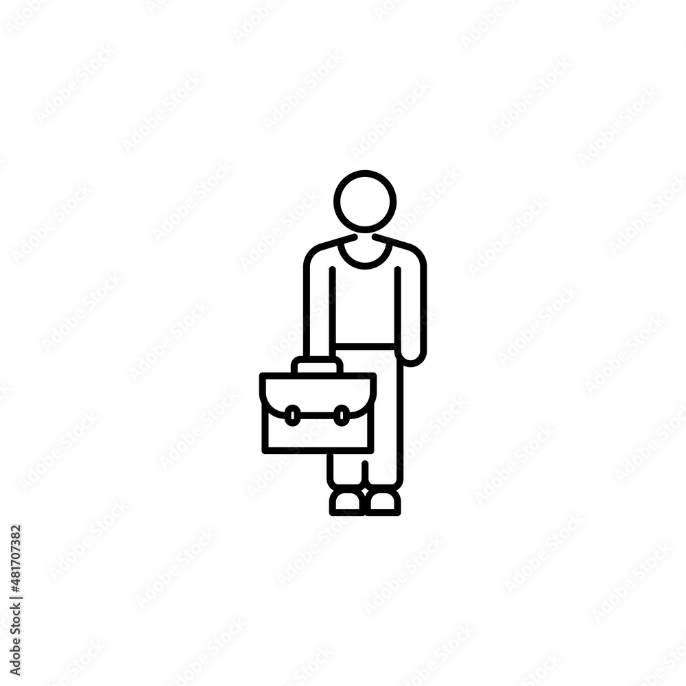 Business and finance outline vector icon. Businessman, bag vector icon