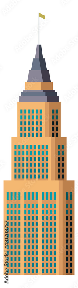 Skyscraper bulding icon. High urban office tower
