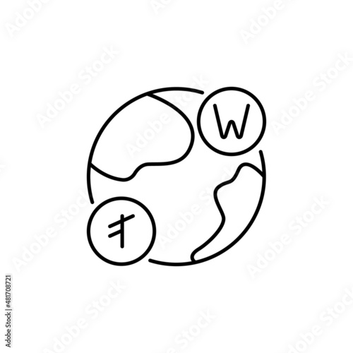 Business and finance outline vector icon. World, money, exchange vector icon