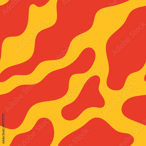Animal seamless pattern in yellow and red colors. Vector abstract background. Liquid shapes. Perfect for textile, fabric, wrapping paper