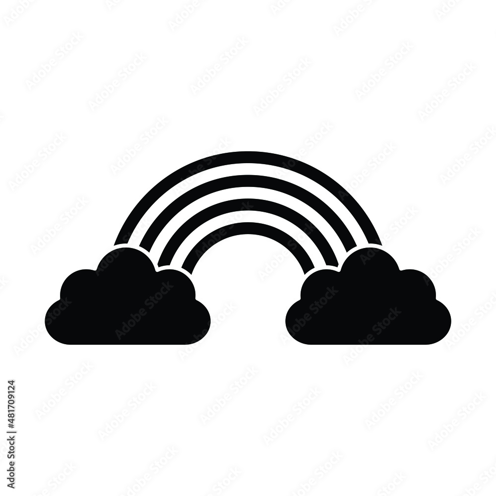 Rainbow icon vector with clouds Rainbow icon vector with clouds