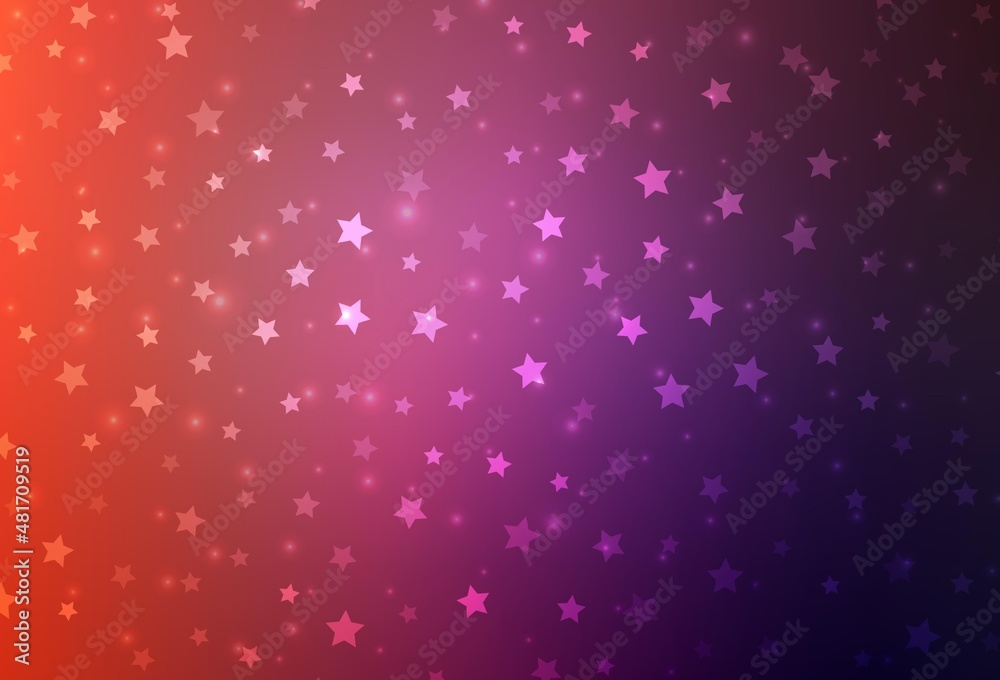 Light Pink, Red vector texture with colored snowflakes, stars.