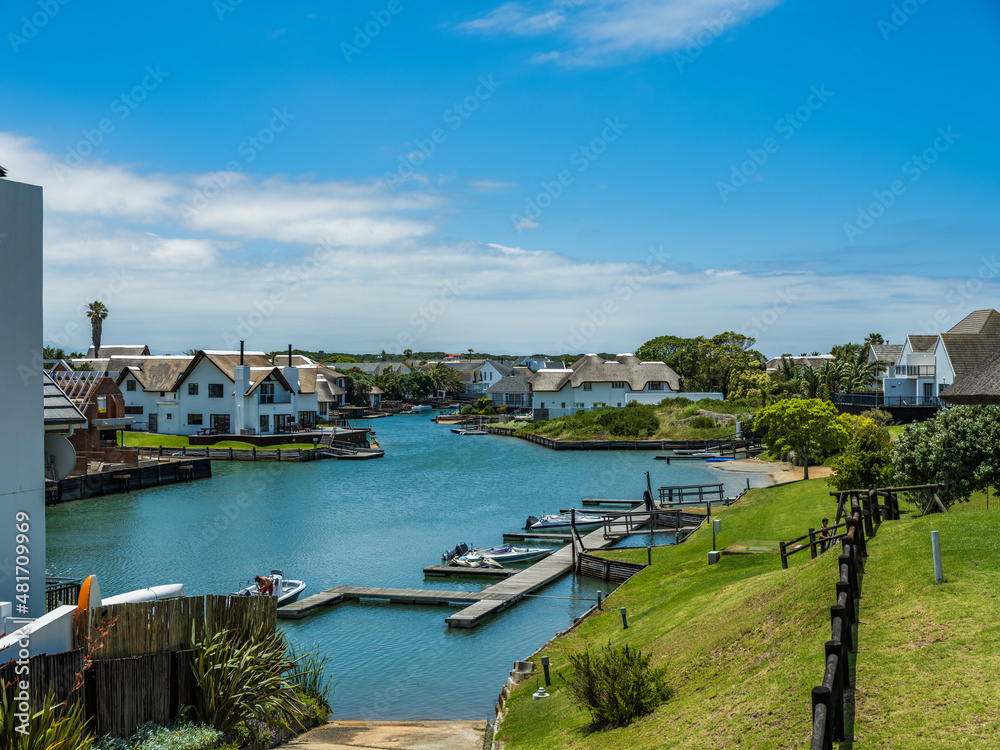 St Francis bay canal and houses on the canal side in South Africa