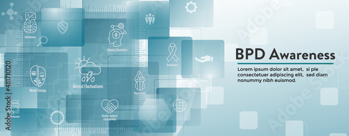 BPD - Borderline Personality Disorder icon set with web header banner