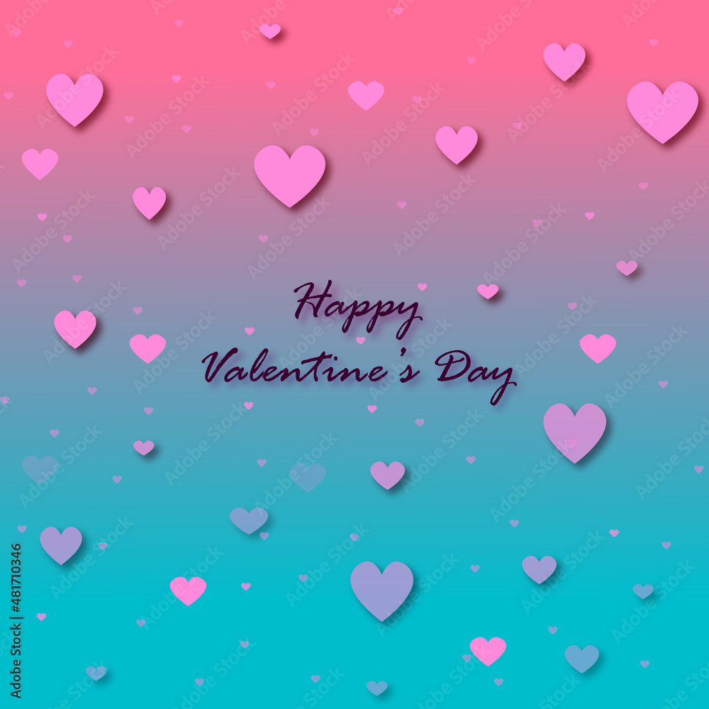 colorful Valentine's card with a lot of hearts 