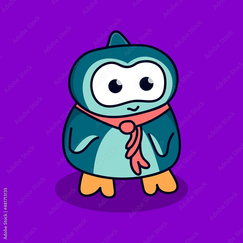 Cute doodle mascot of penguin