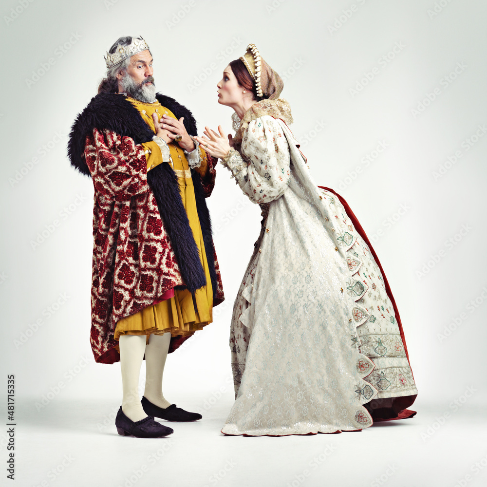 The Queen gets what she wants. Studio shot of a king and queen arguing.