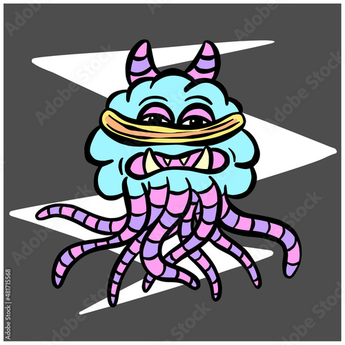 Funny Imaginary Monster Mascot Cartoon Character 