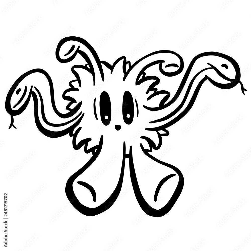 Obraz premium Funny Imaginary Monster Mascot Cartoon Character 