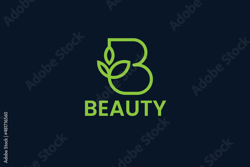 B Letter Beauty Natural Creative Minimal Organic Leafe Logo Design Vector Template