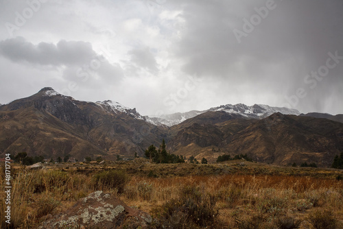 Crop fields in the Colca canyon, just before the rain