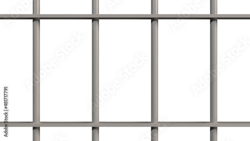 Gitterstäbe Gefängnis (Zelle), freigestellt auf weissem Hintergrund, Metall Stahl, matt glänzend, sauber photo
