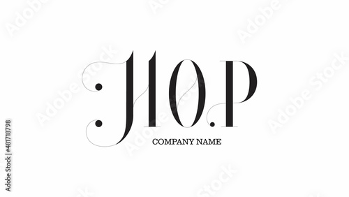 HOP logotype trademark logo for business or company serif fonts typography