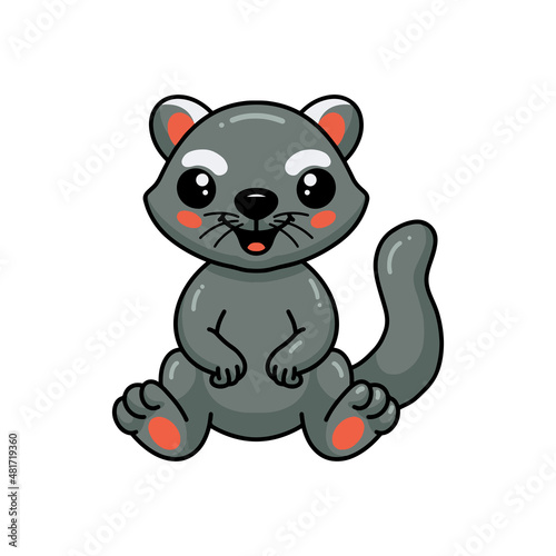 Cute little bearcat cartoon sitting