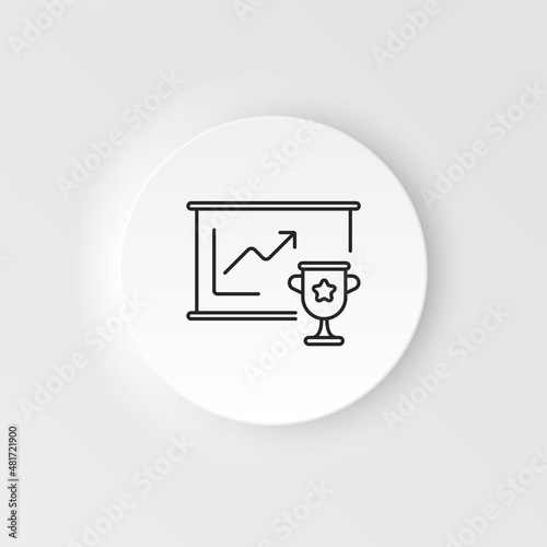 Business and finance neumorphic style vector icon Graph, champion cup neumorphic style vector icon photo