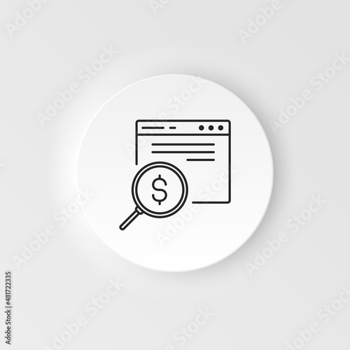 Business and finance neumorphic style vector icon Web page, search neumorphic style vector icon