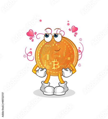 bitcoin shy vector. cartoon character