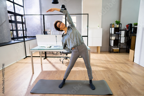Stretching Office Workout. Desk Stretch Exercise