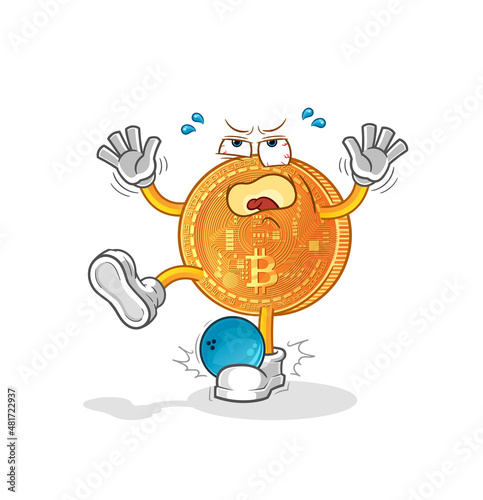 bitcoin hiten by bowling cartoon. cartoon mascot vector