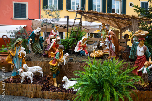 Life-size nativity scene for the Christmas holidays in the square of the city of Italy