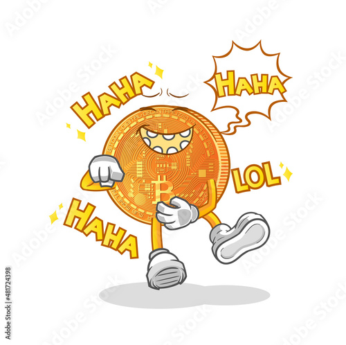 bitcoin Laugh Out Loud character. cartoon mascot vector