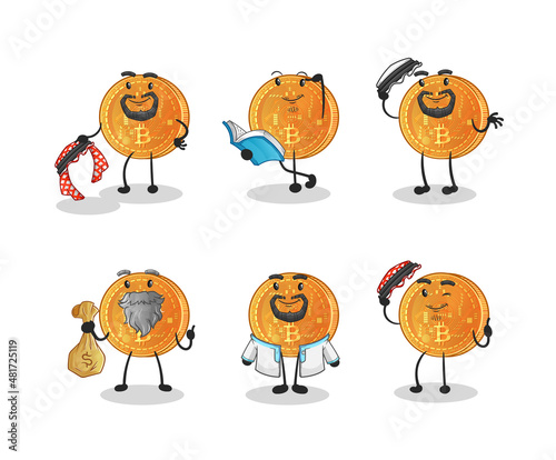 bitcoin arab character. cartoon mascot vector
