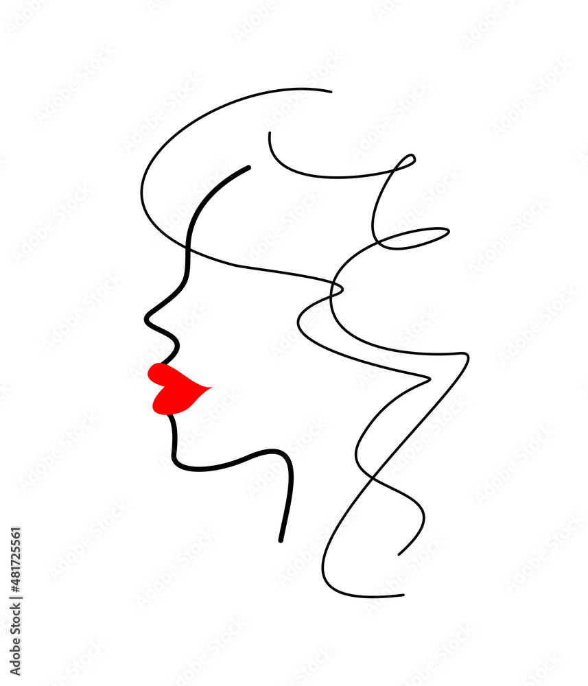 Lipstick, lips, hairstyle. Female beauty logo. Lipstick, lips, hairstyle. Female beauty logo.