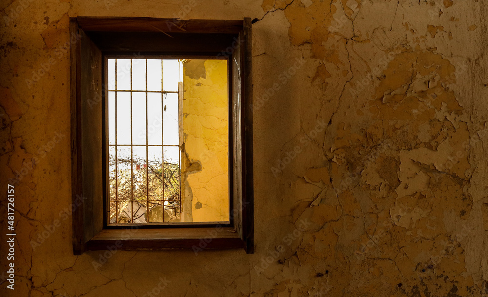 old window in the old wall