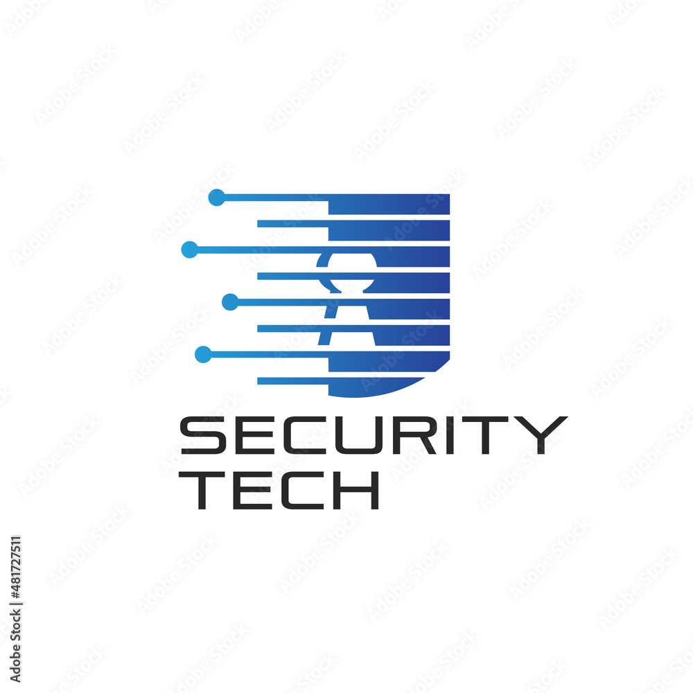 Security tech logo design concept, protect protection shield safe with technology symbol, for cyber security logo design vector Security tech logo design concept, protect protection shield safe with technology symbol, for cyber security logo design vector