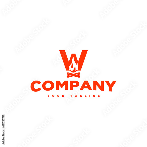 letter w with campfire logo, icon and vector