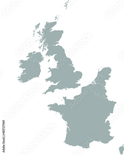 Map of Monaco with national flag within the gray map of Western Europe