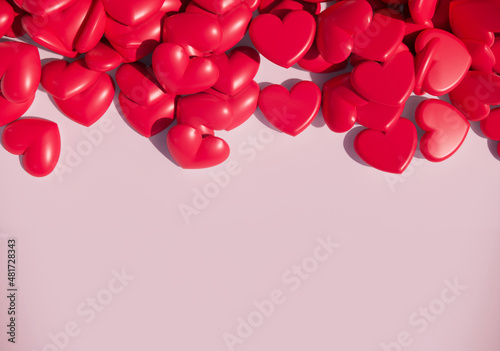 Romantic hearts background 3d rendering