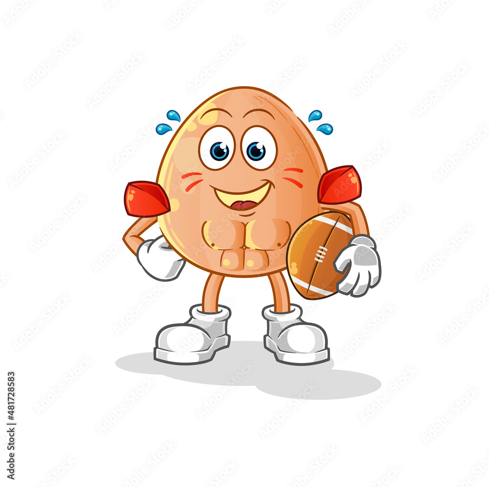 Fototapeta premium egg playing rugby character. cartoon mascot vector