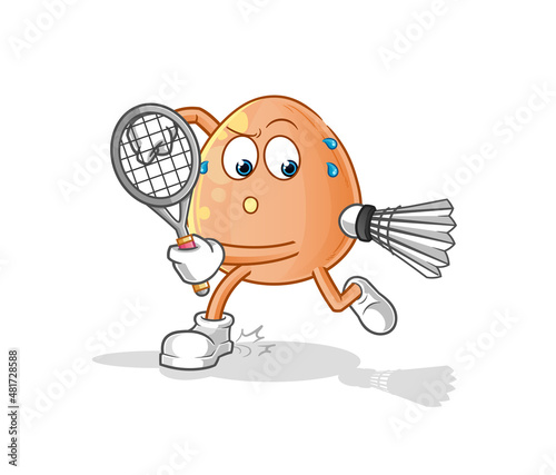 egg playing badminton illustration. character vector