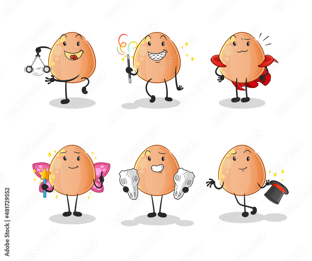 egg magic group character. cartoon mascot vector egg magic group character. cartoon mascot vector
