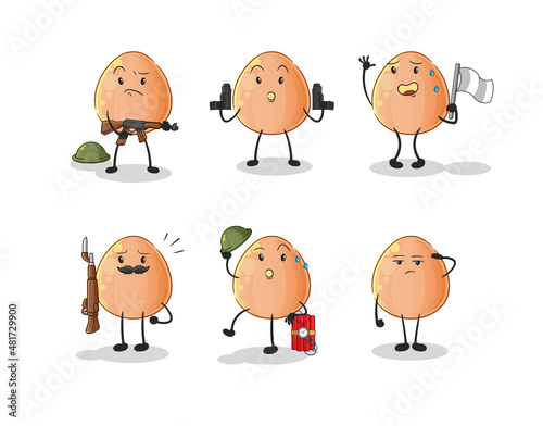 egg troops character. cartoon mascot vector