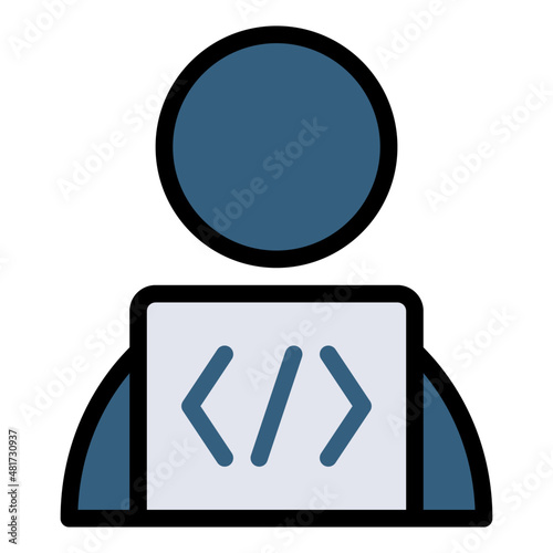 developer programmer coder person coding develop programming program code syntax web development icon