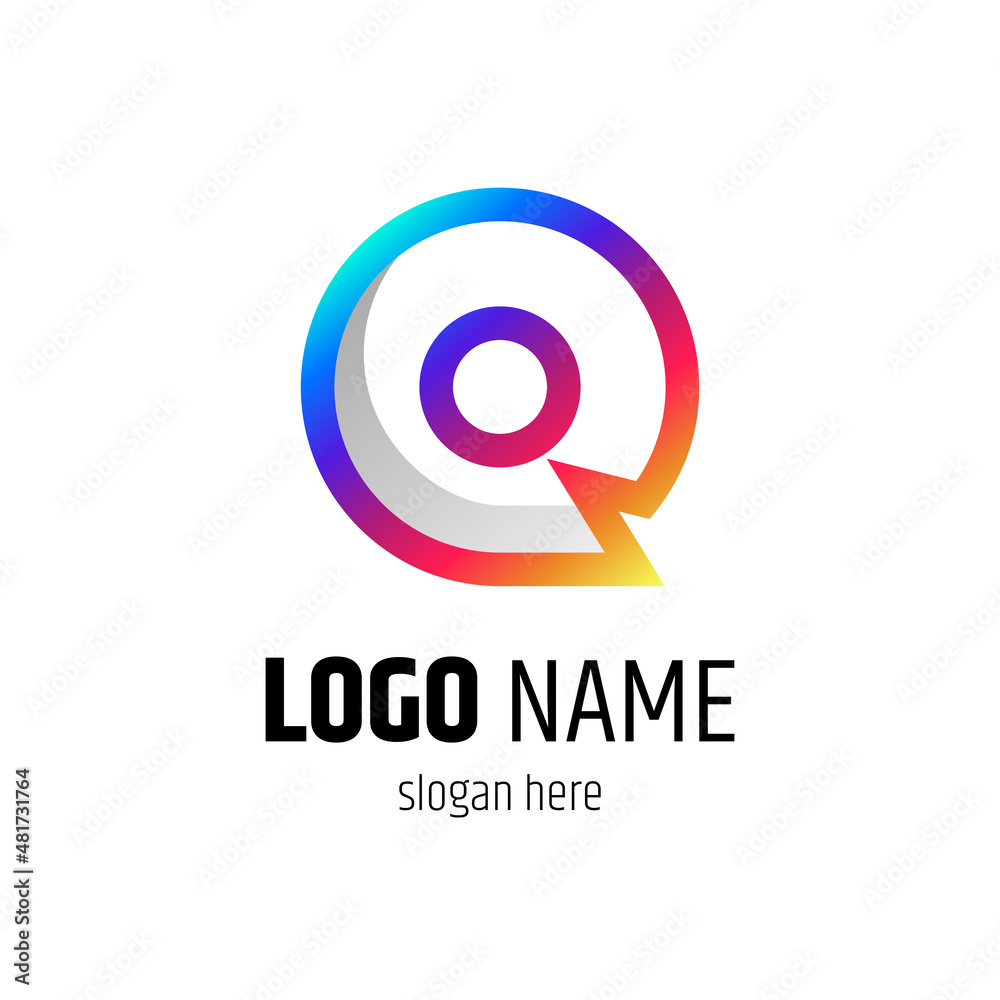 Logo initials letter Q in colorful gradient colors, ready to be used as a business name or company identity